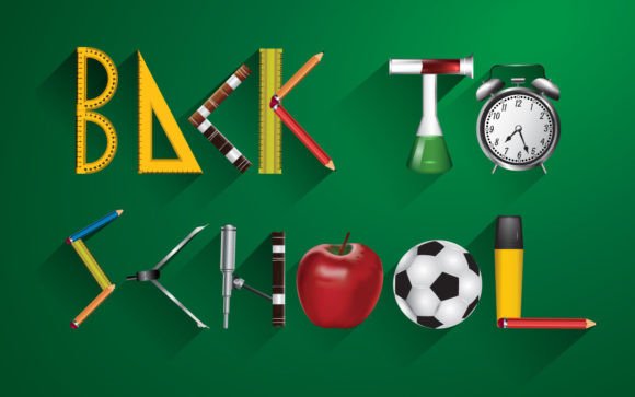 Back to School on Green Background: Graphics & Graphic Templates