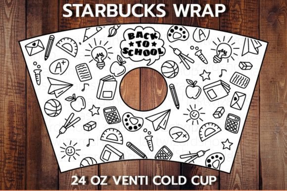 Back to School Wrap for Venti Cold Cup SVG: Graphics & Print Templates