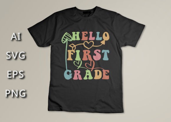 Hello First Grade Retro Graphics & T-Shirt Designs