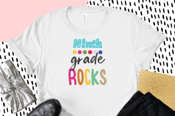Ninth Grade Rock Back to School SVG: T-Shirt Designs & Graphics