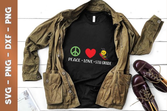 Peace Love 5th Grade Graphics for T-Shirt Designs