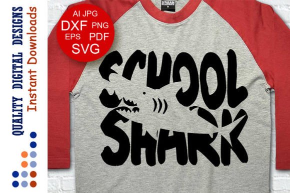 School Shark Print Back to School Jaws Graphics